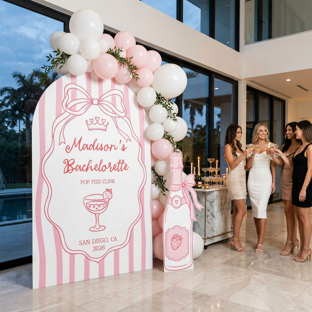 Pop Fizz Clink Bachelorette Party Backdrop Set - display 5