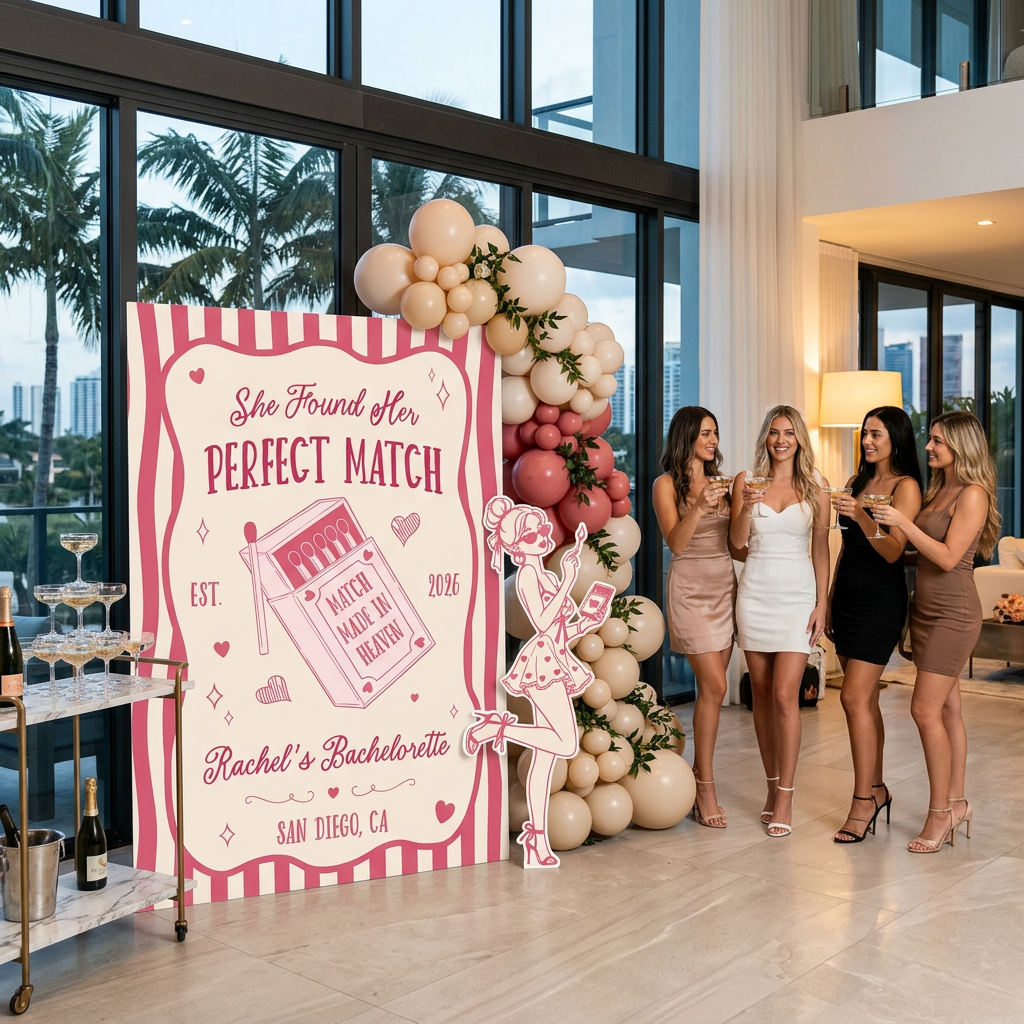Perfect Match Bachelorette Party Backdrop Set - display 5