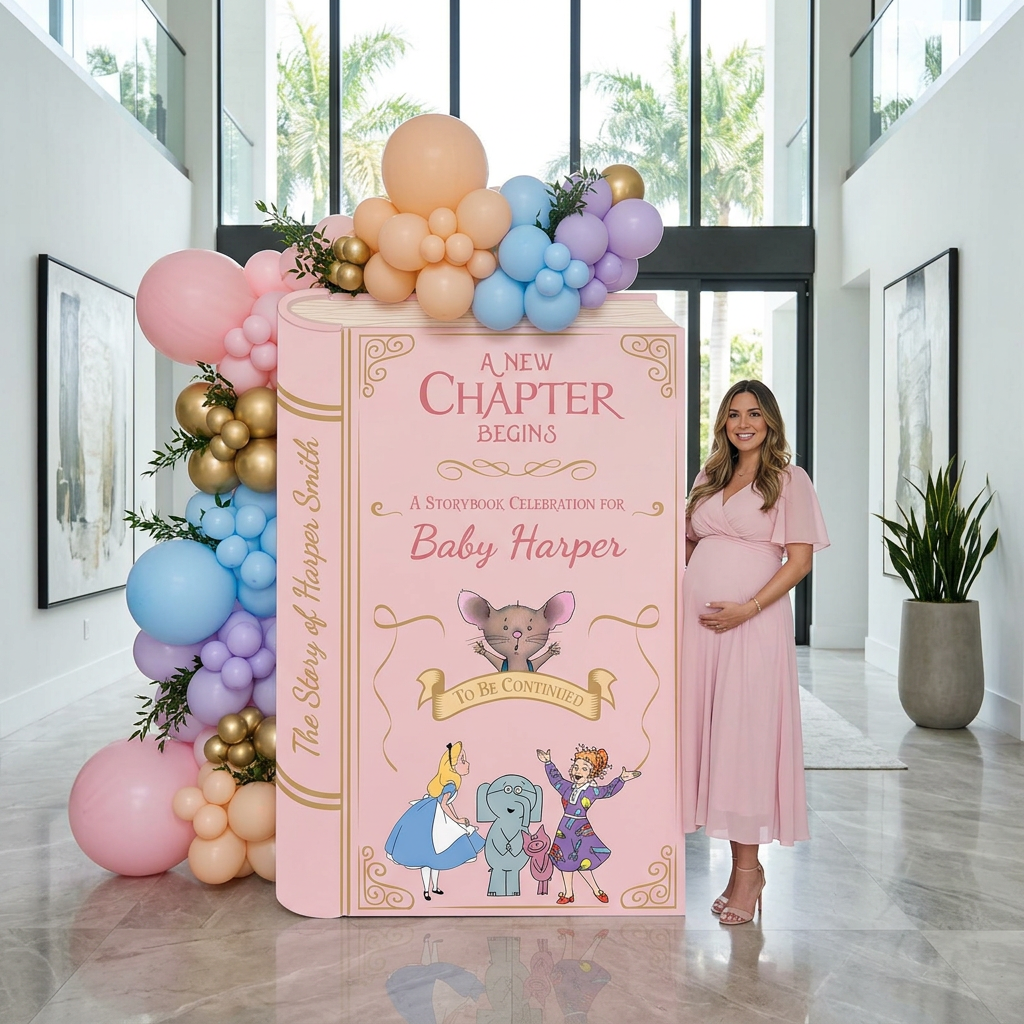 A New Chapter Begins Storybook Backdrop (Blush Pink Chapter)