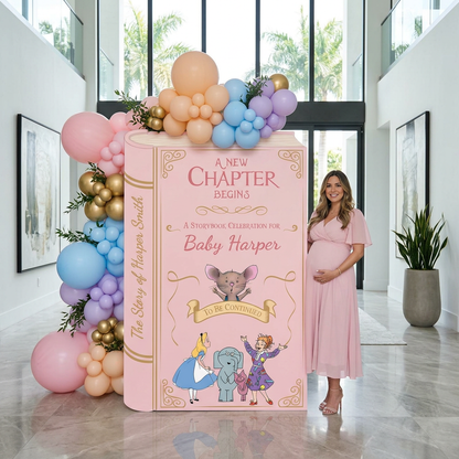A New Chapter Begins Storybook Backdrop (Blush Pink Chapter)