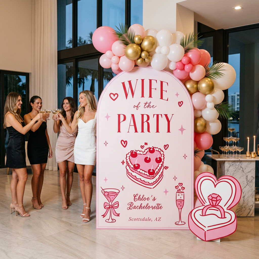 Wife of the Party Bachelorette Backdrop Set - display 5