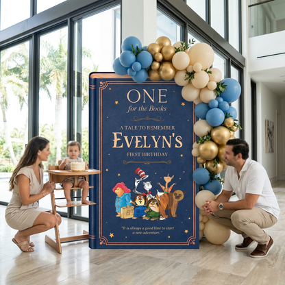 One for the Books Storybook Backdrop (Navy Storyteller)