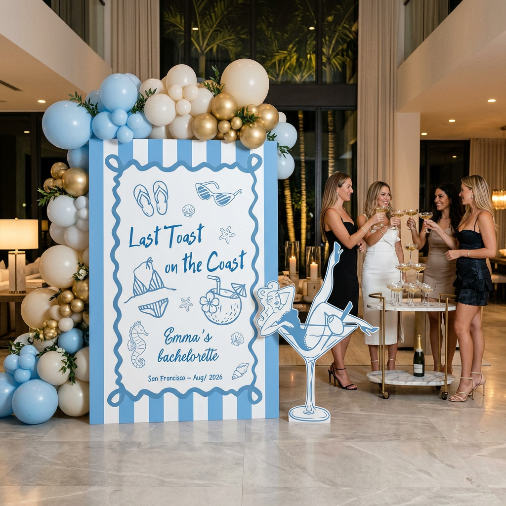 Last Toast on the Coast Bachelorette Backdrop Set - display 5