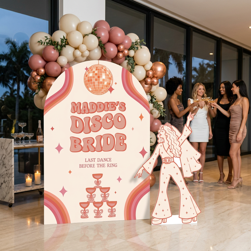 Disco Bride Bachelorette Party Backdrop Set - display 5