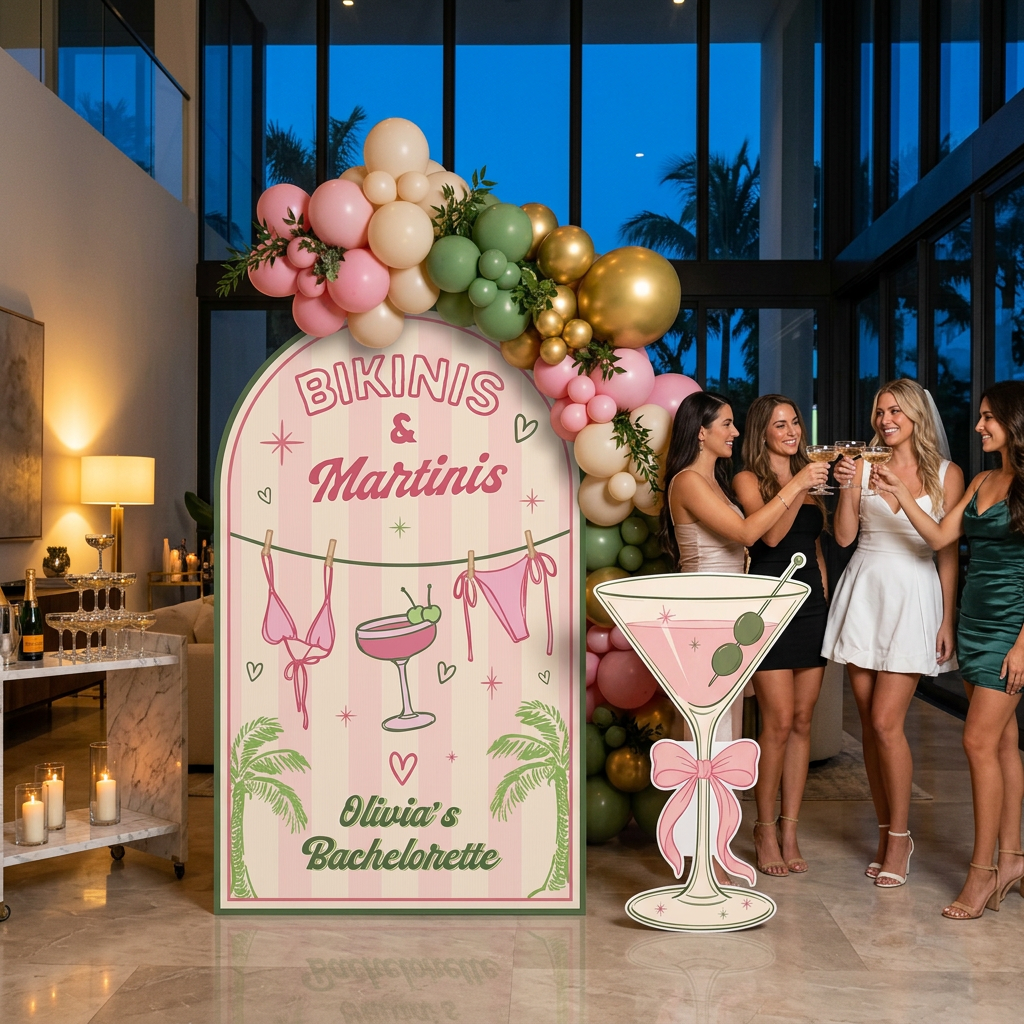 Bikinis and Martinis Bachelorette Party Backdrop Set - display 5