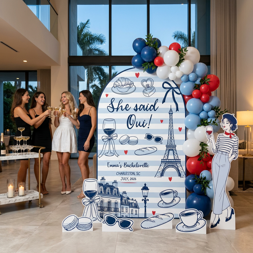 She Said Oui Paris Bachelorette Party Backdrop Set - display 5