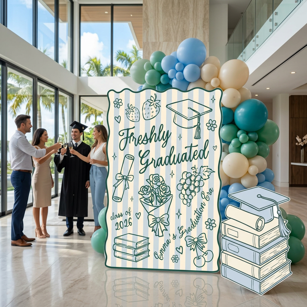 Freshly Graduated Graduation Party Backdrop Set - display 5
