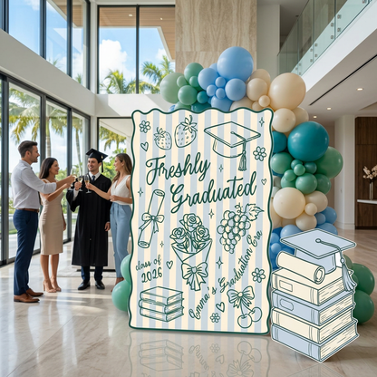 Freshly Graduated Graduation Party Backdrop Set - display 5