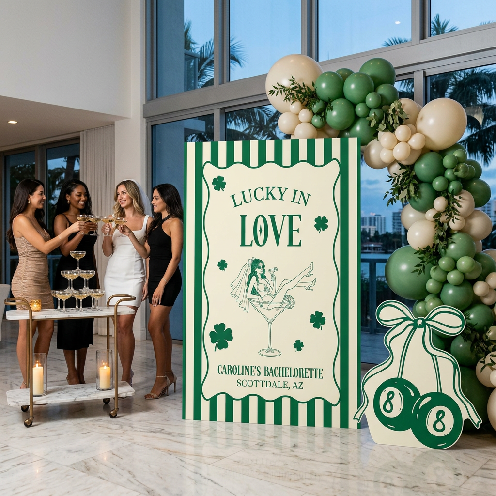 Lucky in Love Bachelorette Party Backdrop Set - display 5